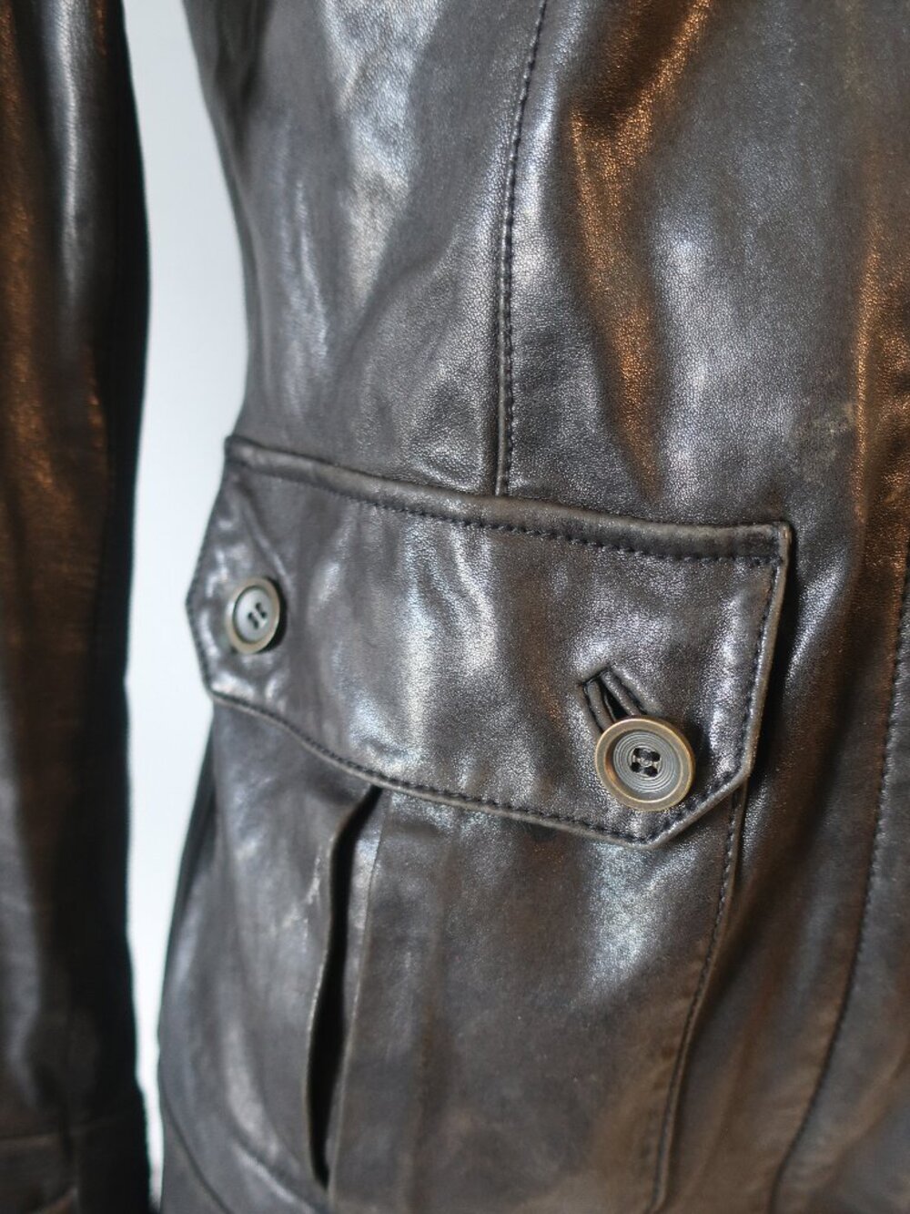 Womens Diane von Furstenberg Black Beau (Item- 9) Leather Military Moto Jacket 6 - Picture 4 of 16